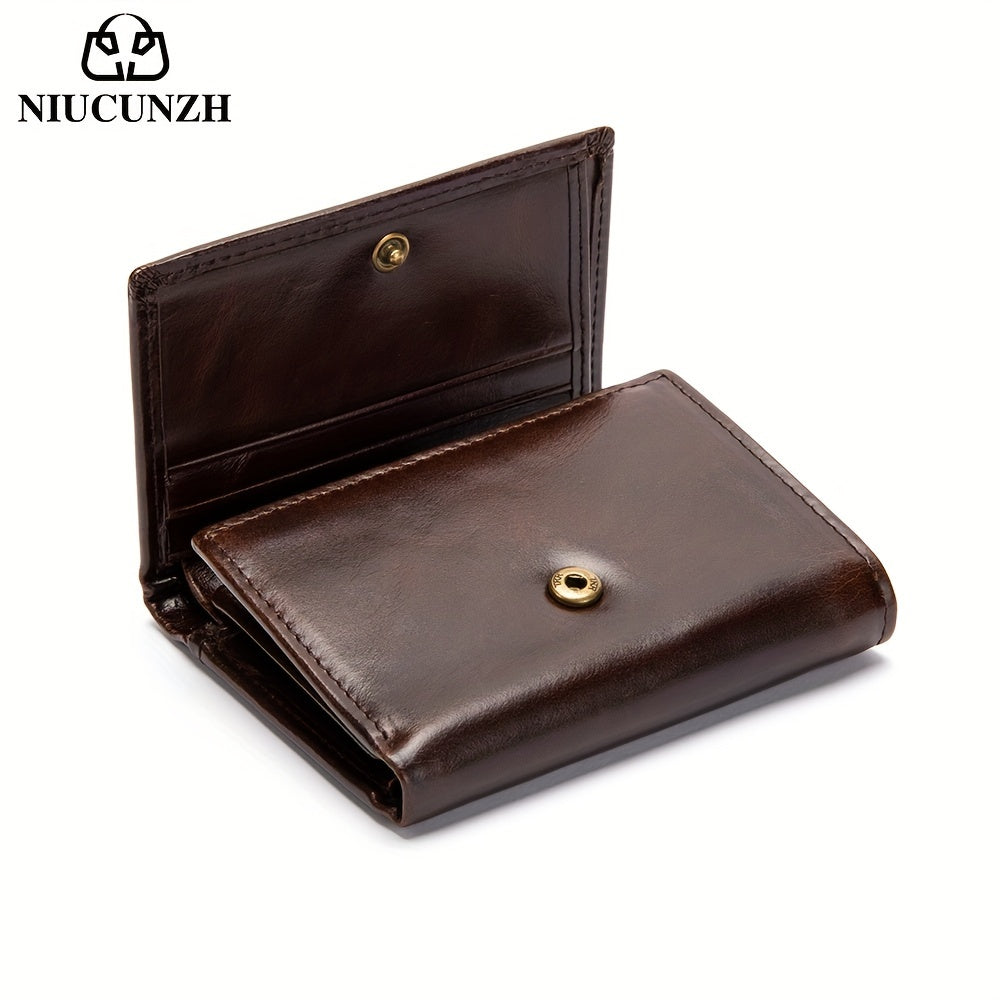 Vintage Thin Genuine Leather RFID Wallet – Men’s Multi-Function ID and Credit Card Holder