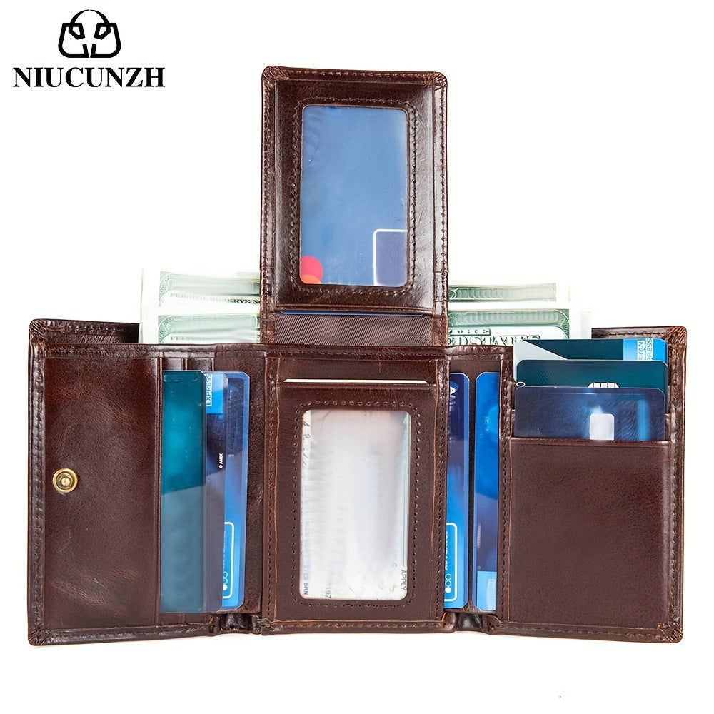 Vintage Thin Genuine Leather RFID Wallet – Men’s Multi-Function ID and Credit Card Holder