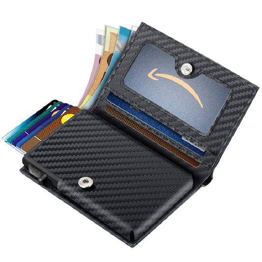 Carbon Fiber Leather Business Card Holder – RFID Blocking