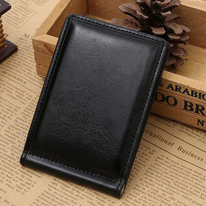 MagClip Leather Wallet – Men's Money Clip with Coin Pocket and Magnetic Closure