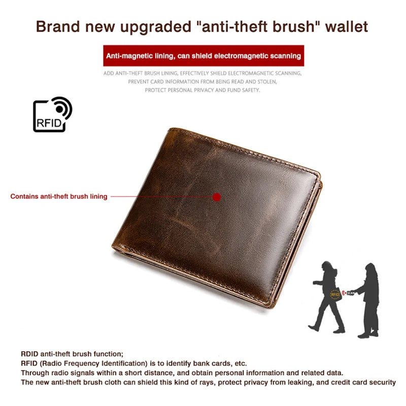 DefenderShield Leather Wallet – RFID Anti-Theft Business Wallet