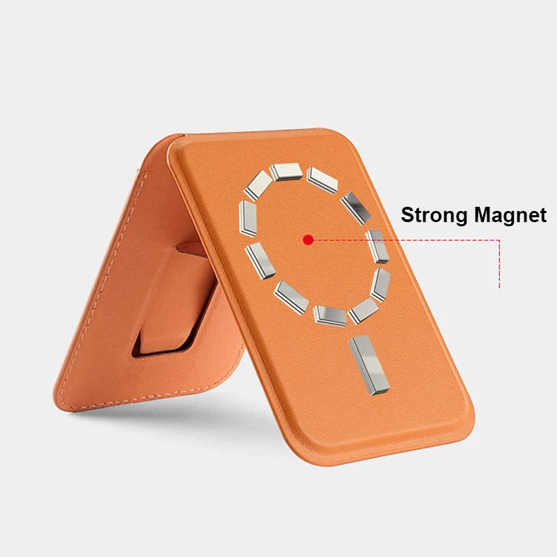 FoldHide Magnetic Wallet Stand – Leather Card Holder for MagSafe iPhones