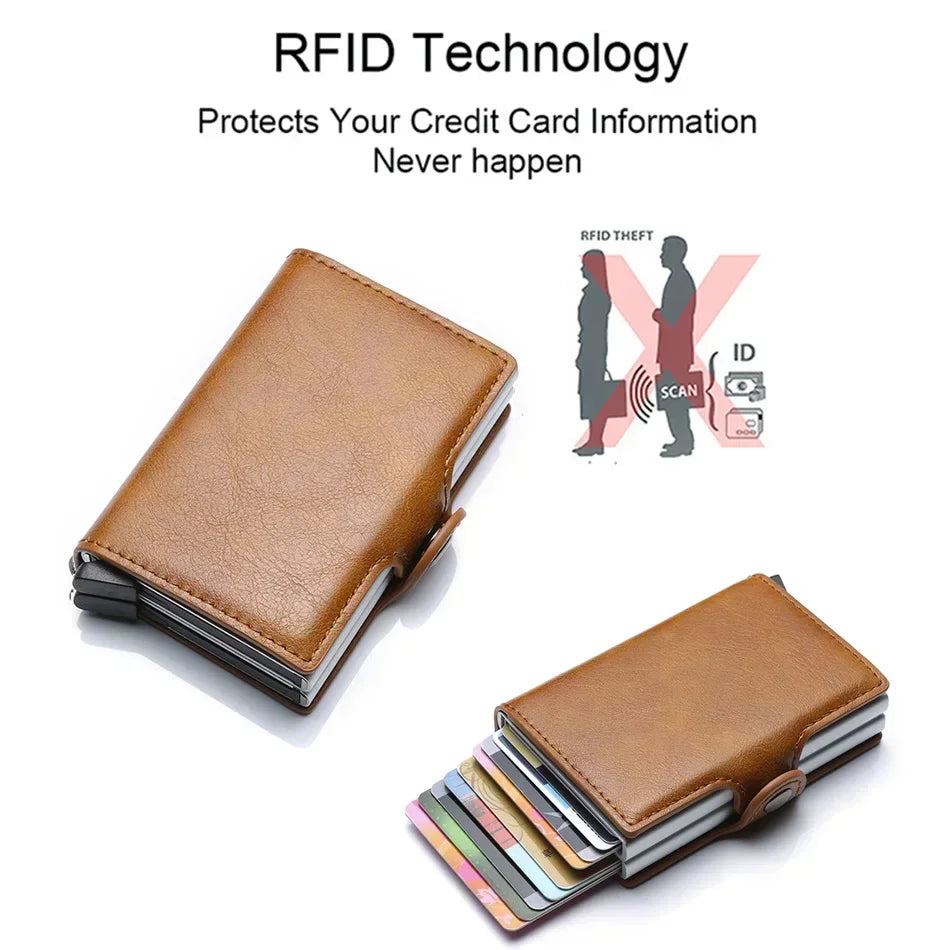 Carbon Fiber Credit Card Holder – RFID PU Leather Wallet