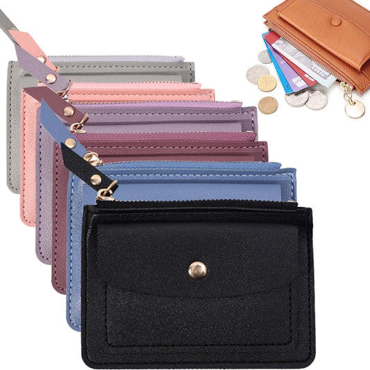 Leather Female Purse Women Simple Wallets Mini Zipper Solid Multi-Cards Holder Coin Short Wallets Slim Small Wallet Zipper Hasp