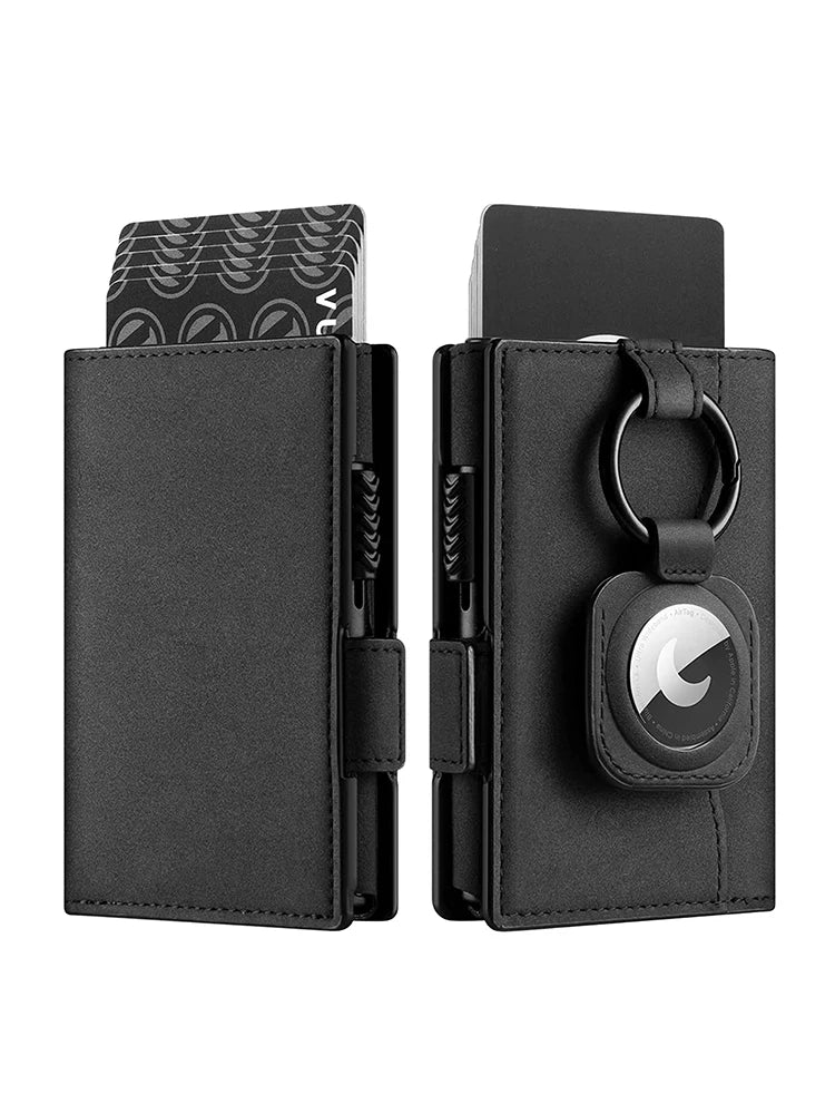 AeroLock Leather Wallet – RFID Blocking Card Holder with AirTag Slot