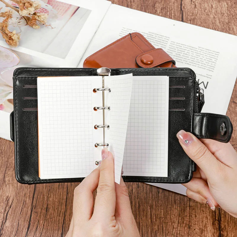 Wallet Turned Regular M5/A8 Size Rings Planner Mini Techo with 15 MM Rings Organizer Journey Diary Portable Notebook