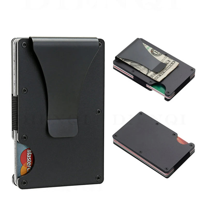 Slim Wallet for Men – Front Pocket RFID Blocking Minimalist Metal Wallet with Money Clip