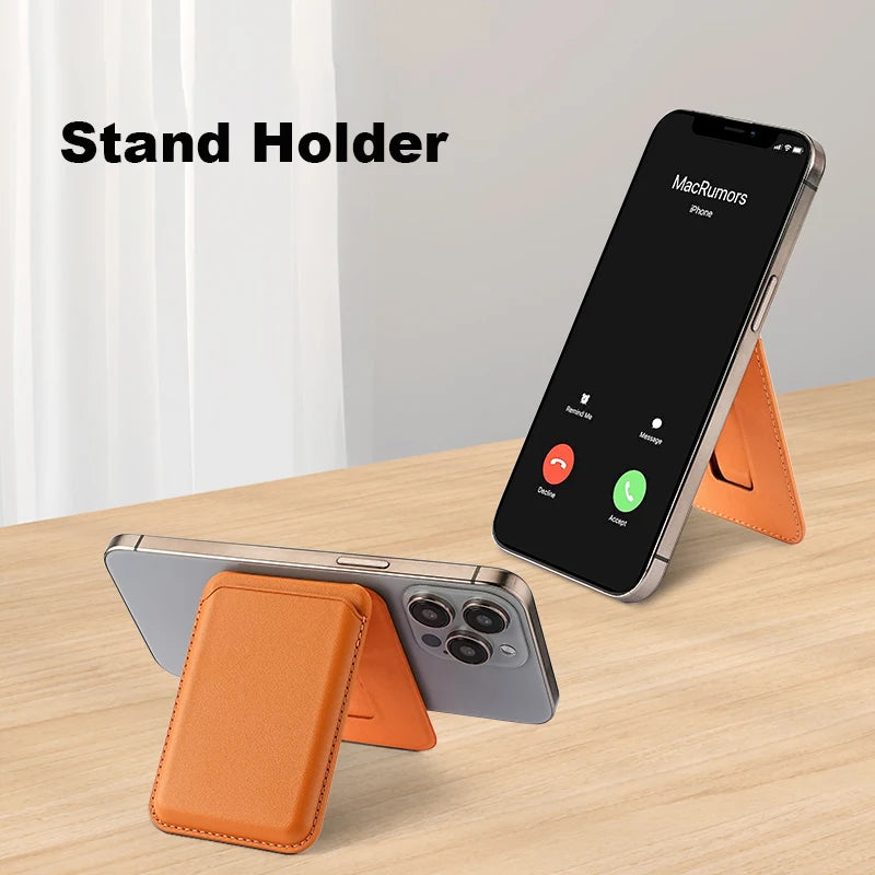 FoldHide Magnetic Wallet Stand – Leather Card Holder for MagSafe iPhones