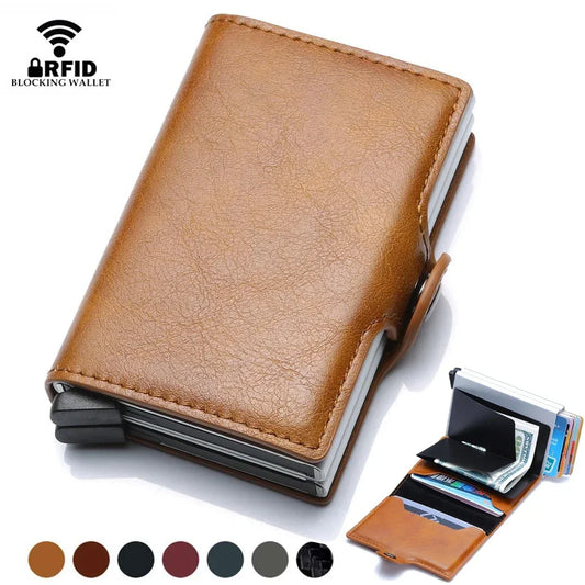 Carbon Fiber Credit Card Holder – RFID PU Leather Wallet