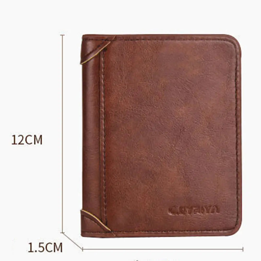 PU Leather RFID Blocking Slim Vertical Wallet for Men – Minimalist Short ID Credit Card Holder