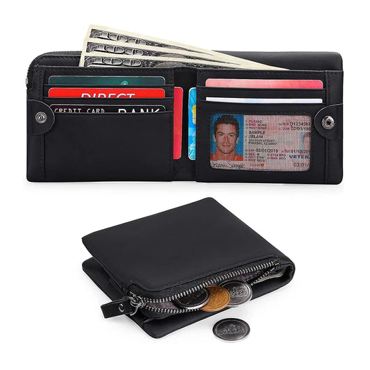 New RFID Protection Large Wallet Men with Zipper Coin Pocket