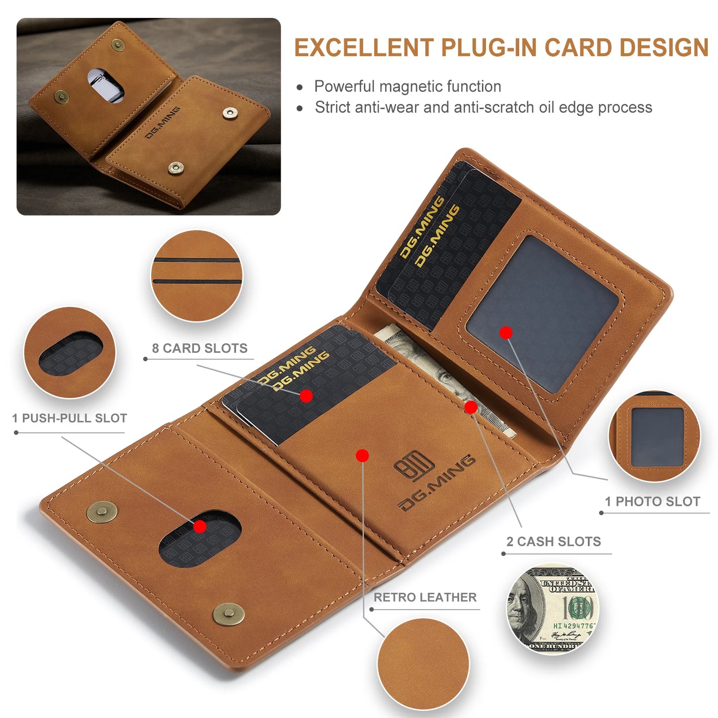 FlexFold Magnetic Card Wallet – Slim PU Leather Phone Holder for iPhone, Samsung, Huawei, and Google