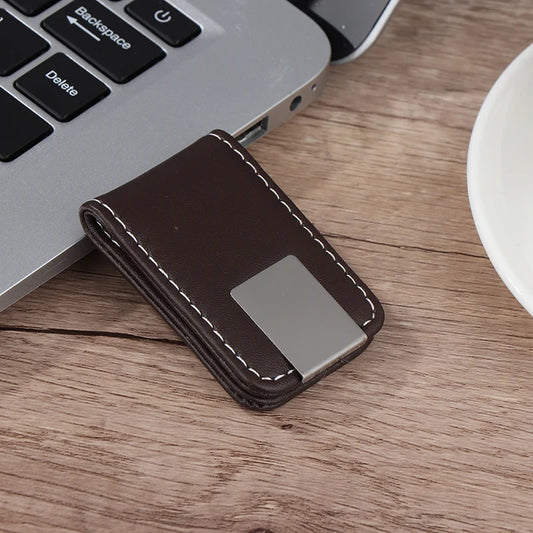 MagClip Slim Magnetic Money Clip – PU Leather Wallet for Cards and Cash