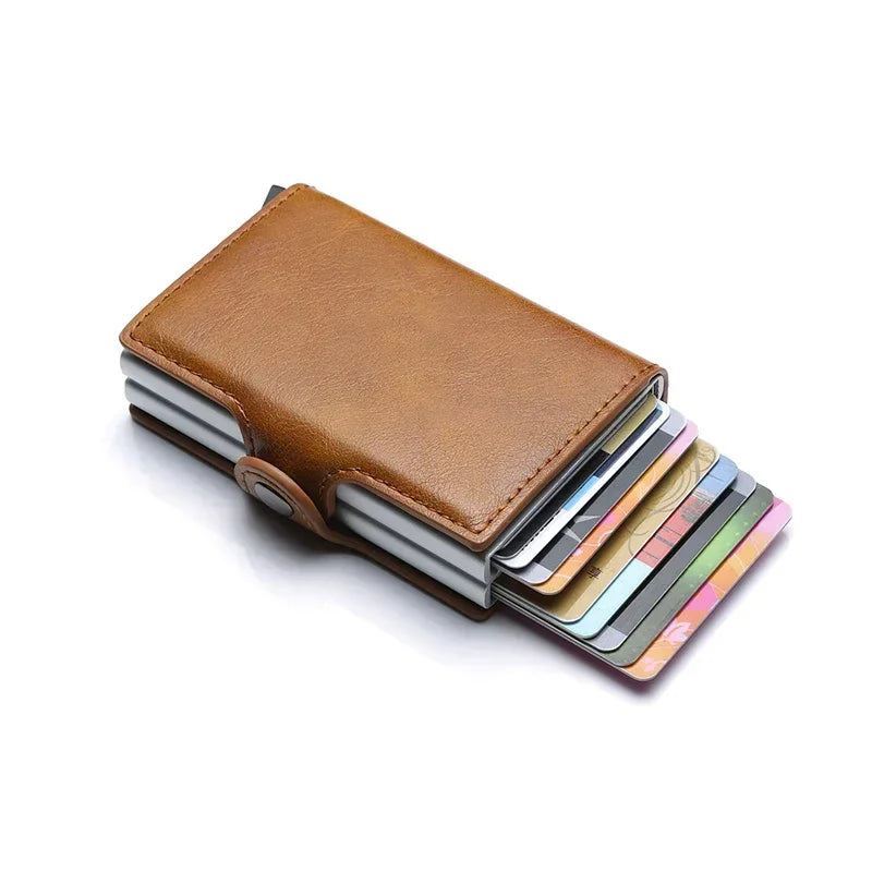 Carbon Fiber Credit Card Holder – RFID PU Leather Wallet