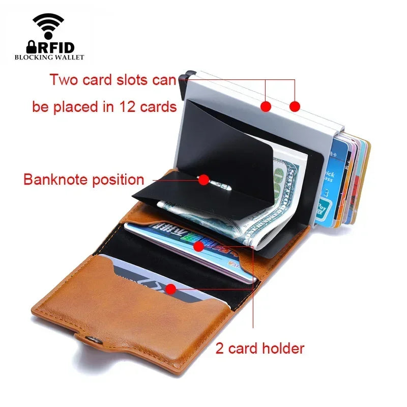 Carbon Fiber Credit Card Holder – RFID PU Leather Wallet