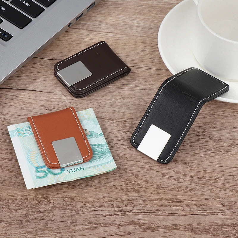 MagClip Slim Magnetic Money Clip – PU Leather Wallet for Cards and Cash