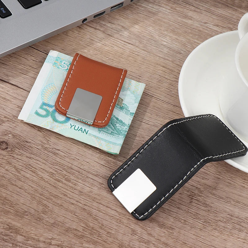 MagClip Slim Magnetic Money Clip – PU Leather Wallet for Cards and Cash