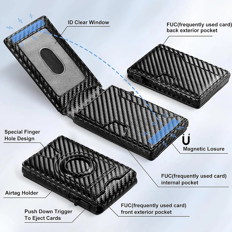 Airtag Wallet for Men – Pop Up RFID Credit Card Holder Wallet