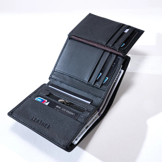 StealthGuard Leather Wallet – RFID Protection Vertical Business Wallet