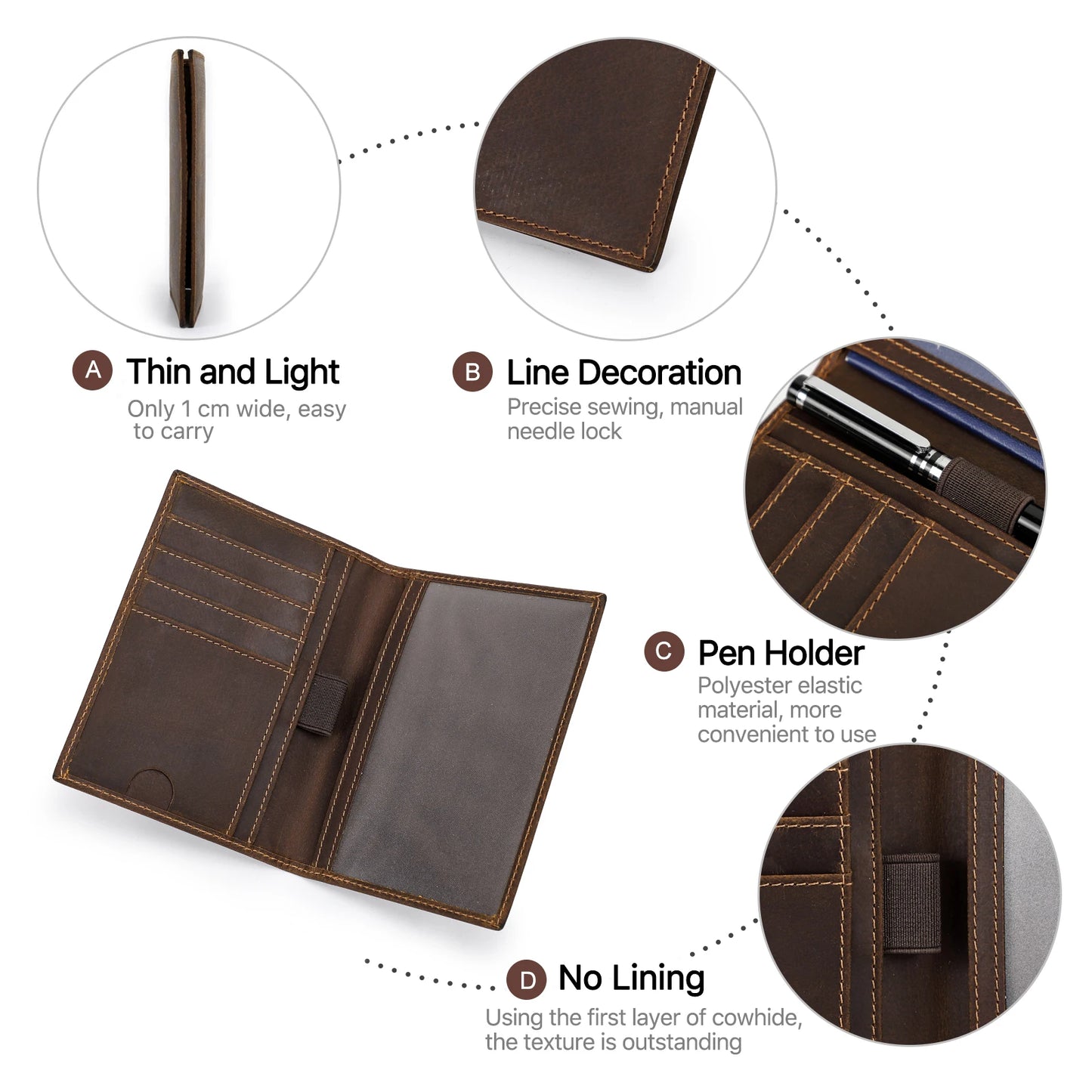 Retro Leather RFID Blocking Passport Cover – Travel Document Organizer with Card Slots and Pen Holder