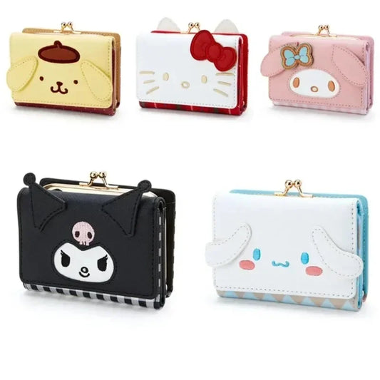 Sanrio Hello Kitty Bag Kawaii Cinnamoroll Kuromi MSanrio Hello Kitty Bag Kawaii Cinnamoroll Kuromi Melody Fashion Wallet – Cute Folding Card Bag for Girlselody Fashion PU Leather Wallet Girl Cute Folding Card Bag Birthday Gifts New