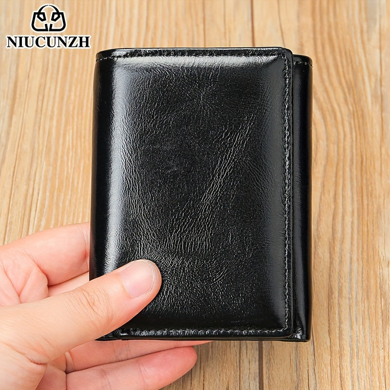 Vintage Thin Genuine Leather RFID Wallet – Men’s Multi-Function ID and Credit Card Holder