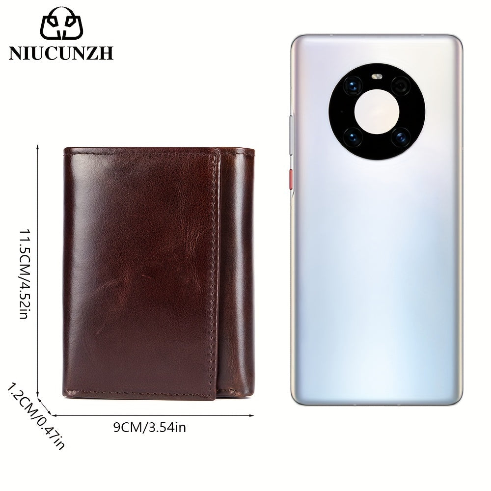 Vintage Thin Genuine Leather RFID Wallet – Men’s Multi-Function ID and Credit Card Holder