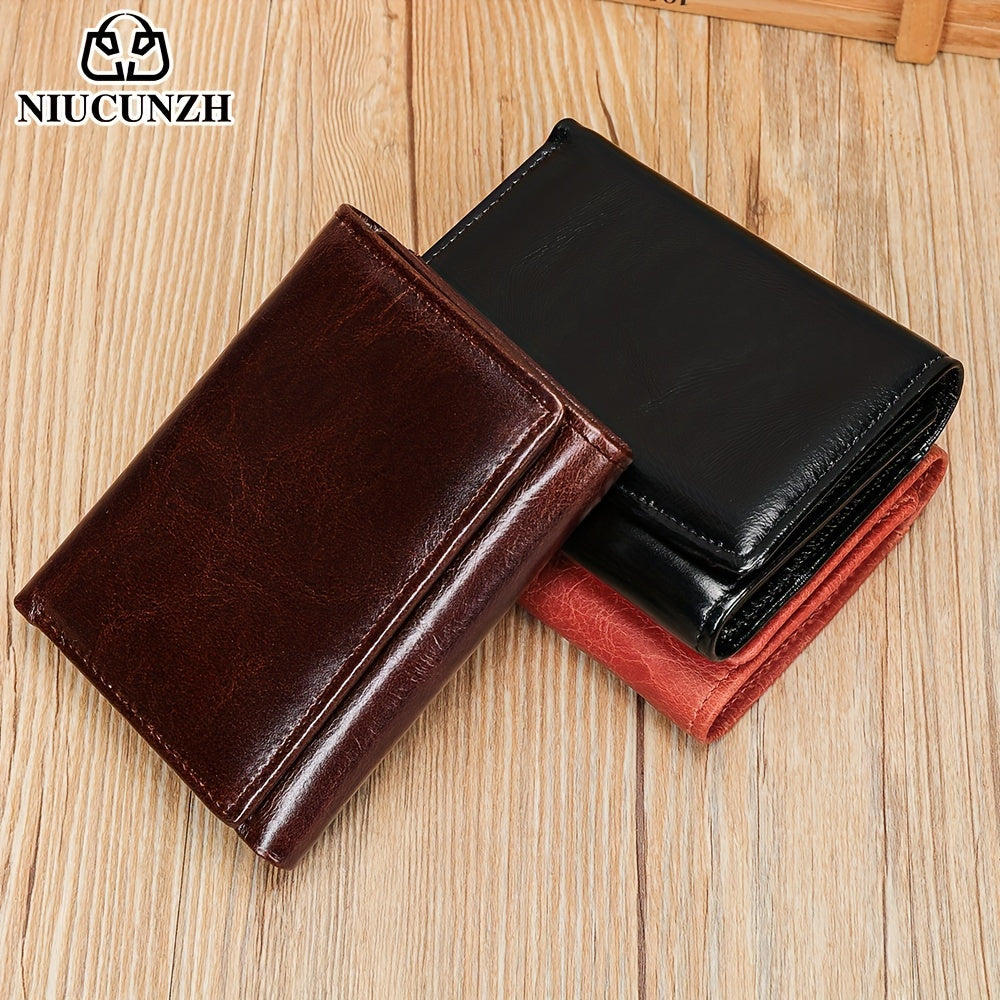 Vintage Thin Genuine Leather RFID Wallet – Men’s Multi-Function ID and Credit Card Holder