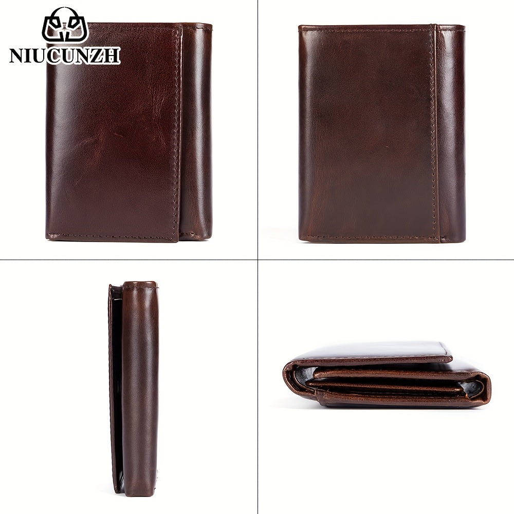 Vintage Thin Genuine Leather RFID Wallet – Men’s Multi-Function ID and Credit Card Holder